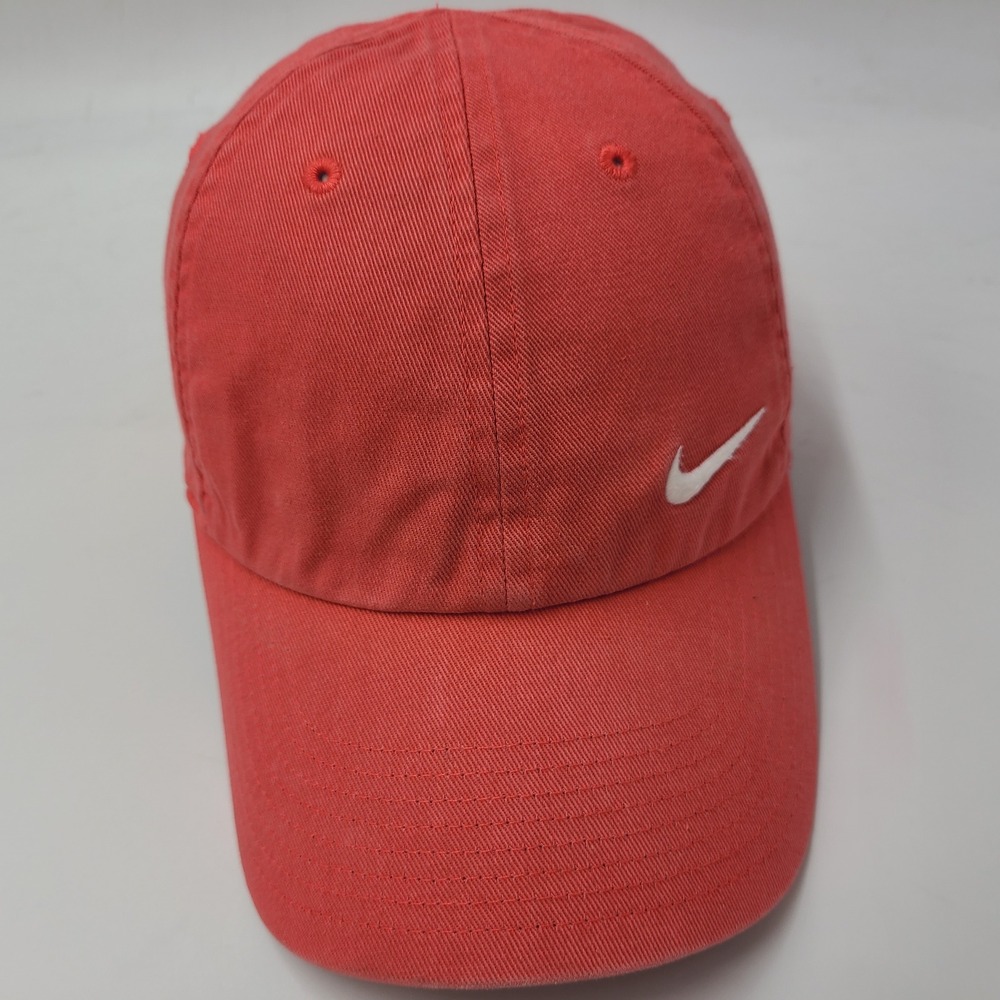 Women Nike Hat Strapback Coral Pink White Swoosh Logo Heritage86 Casual Cotton
